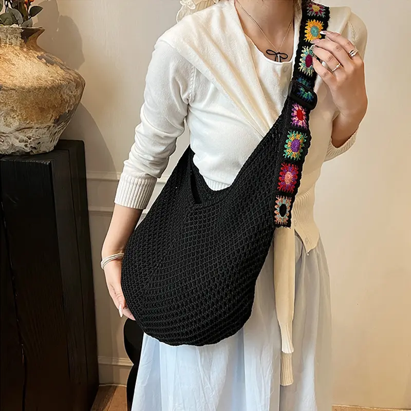 Summer Woven Shoulder Bag Women Knitting Beach Tote Handbags Hollow Out Causal Shopping Ladies Crochet Handbag