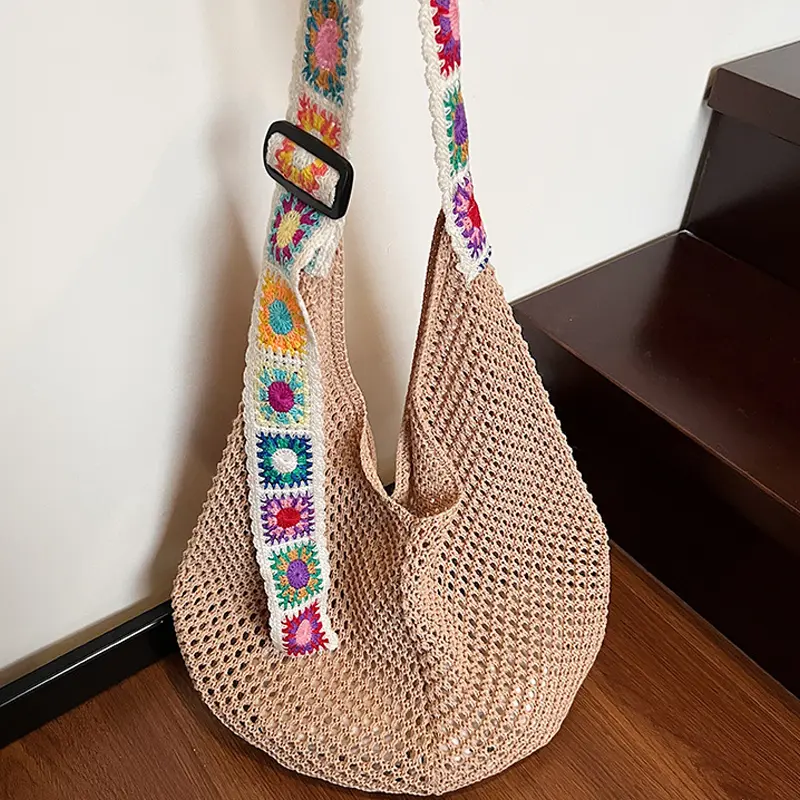 Summer Woven Shoulder Bag Women Knitting Beach Tote Handbags Hollow Out Causal Shopping Ladies Crochet Handbag