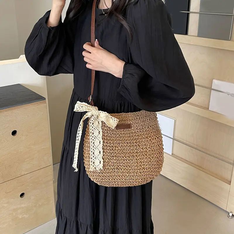 Woven Summer Fashion Straw Bag Beach Holiday Crossbody Bag Shopping Large Capacity Shoulder Handbag