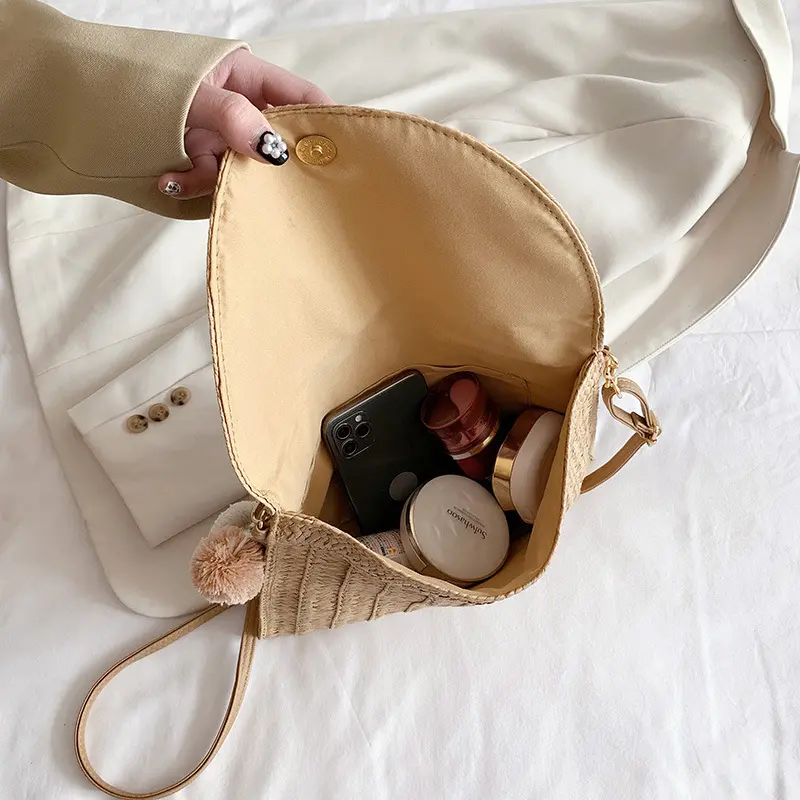 Straw Woven Shoulder Bag Clutch Crossbody Bag Casual Beach Summer Handmade Envelope Bags for Women Bohemia Purse Wallet bolsa