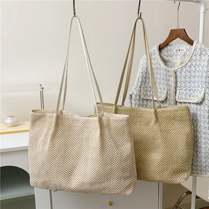 Beach Bags for Women Summer Large Capacity Woven Shoulder Purse Handbag Beach Tote Straw Bag for Summer Vacation