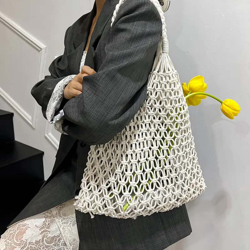 Casual Travel Handbag Totes Women's Summer Beach Hollow Woven Versatile Large Capacity Shoulder Underarm Bag