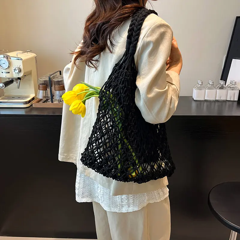 Casual Travel Handbag Totes Women's Summer Beach Hollow Woven Versatile Large Capacity Shoulder Underarm Bag