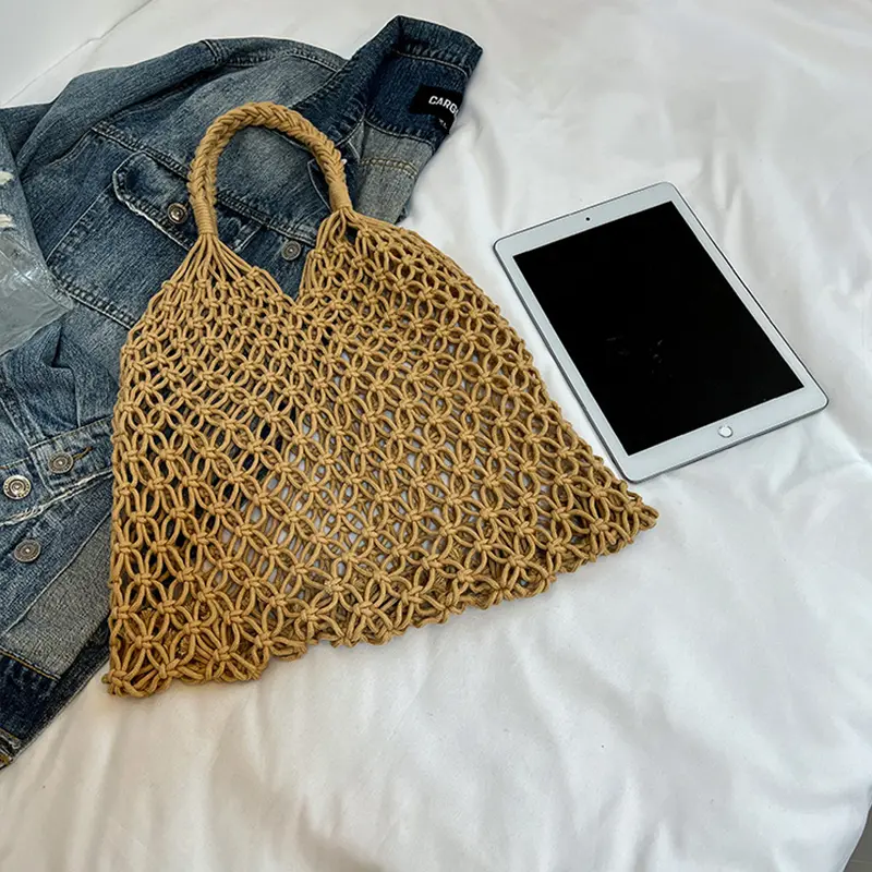 Casual Travel Handbag Totes Women's Summer Beach Hollow Woven Versatile Large Capacity Shoulder Underarm Bag