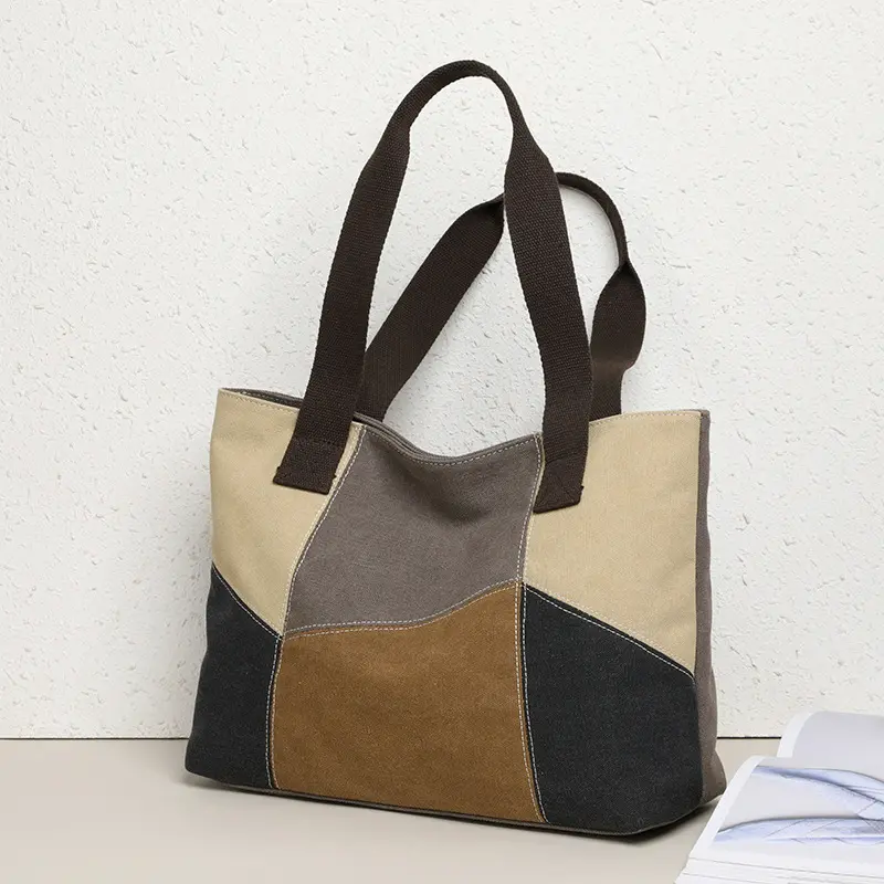 Canvas Ladies Handbag Fashion Simple Retro Tote Casual Large Capacity Travel Handbag and Purse For Women