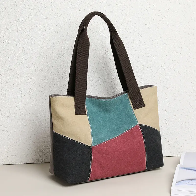 Canvas Ladies Handbag Fashion Simple Retro Tote Casual Large Capacity Travel Handbag and Purse For Women