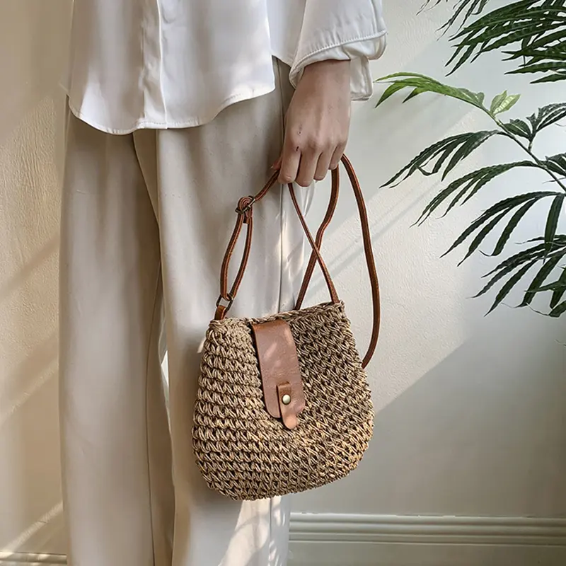 Bohemian Crossbody Bag Small Portable Shoulder Bag Summer Beach Purses Shopper Women Weaving Clutches Satchel Bags