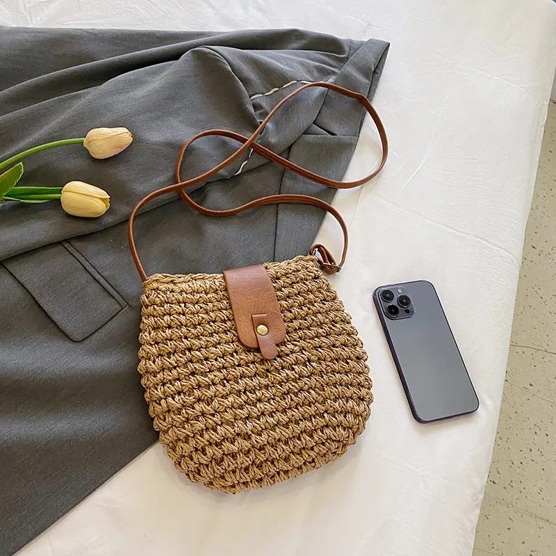Bohemian Crossbody Bag Small Portable Shoulder Bag Summer Beach Purses Shopper Women Weaving Clutches Satchel Bags