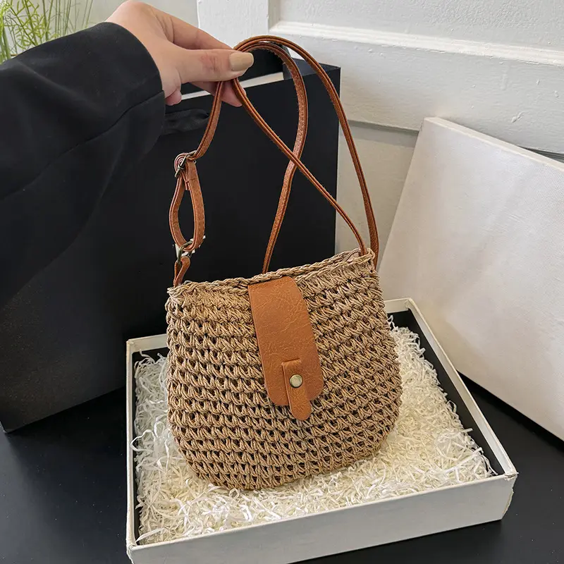 Bohemian Crossbody Bag Small Portable Shoulder Bag Summer Beach Purses Shopper Women Weaving Clutches Satchel Bags