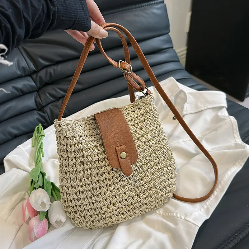 Bohemian Crossbody Bag Small Portable Shoulder Bag Summer Beach Purses Shopper Women Weaving Clutches Satchel Bags