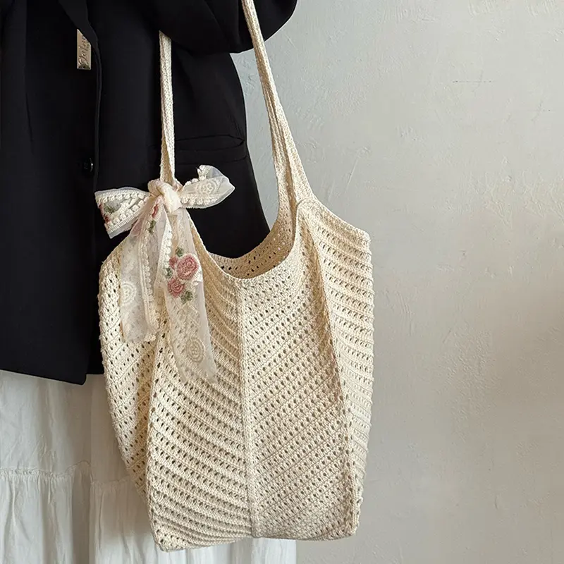 Casual Commuting Tote Bag Large Capacity Hand Woven Women Shoulder Bag Summer Lazy Style Beach Vacation Bag