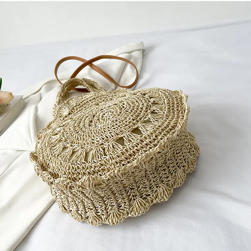 Summer Handmade Crossbody Bag for Women Beach Bag Ladies Travel Straw Shoulder Bag Woven Rattan Top Handle Handbags Shopper Tote