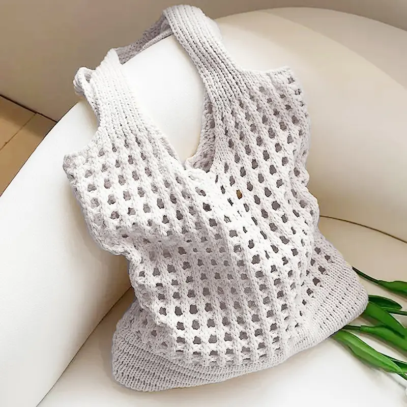 Women Crochet Tote Bag Large Capacity Knitted Shopping Bag Multifunctional Daily Shoulder Bag for Shopping Traveling