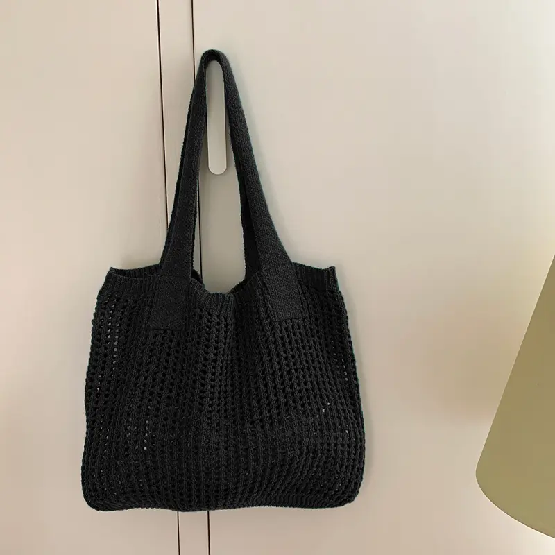 Solid Color Knitted Bag Fashion Versatile Underarm Shoulder Bag For Women Work Daily Use Handbag and Purse
