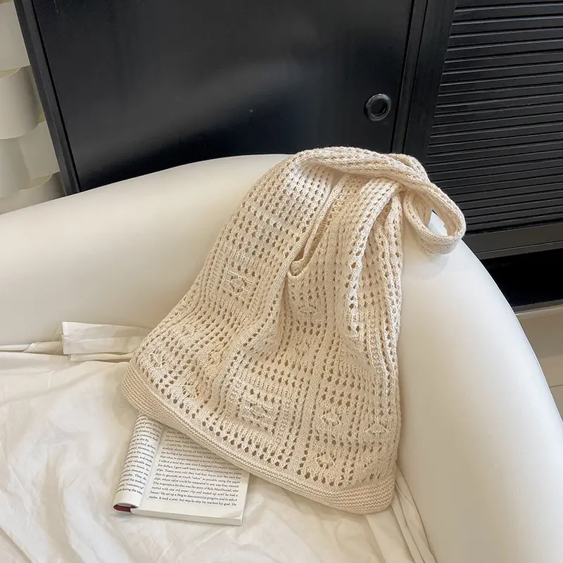 New Beach Bag Versatile Fashion Trendy Crochet Bag Large Capacity Knitted Shoulder Bag Travel Bag for Women Hollow Out Tote