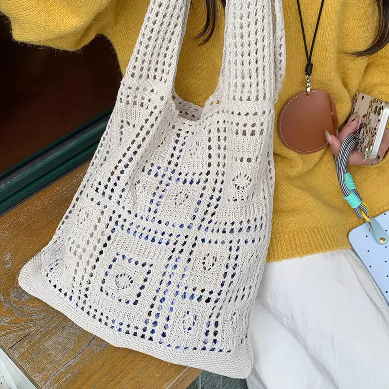 Designer Knitted Handbags Female Large Capacity Totes Women's Pack Summer Beach Bag Big  Casual Hollow Woven Shoulder Bags