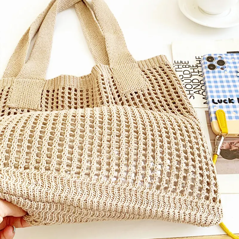 Solid Color Knitted Bag Fashion Versatile Underarm Shoulder Bag For Women Work Daily Use Handbag and Purse