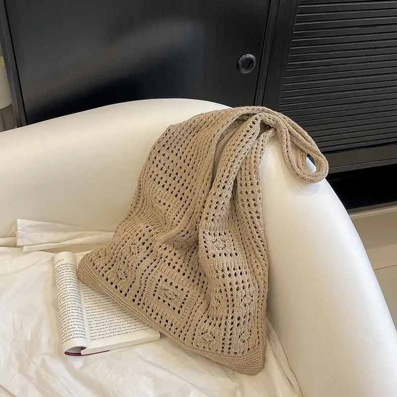 New Beach Bag Versatile Fashion Trendy Crochet Bag Large Capacity Knitted Shoulder Bag Travel Bag for Women Hollow Out Tote