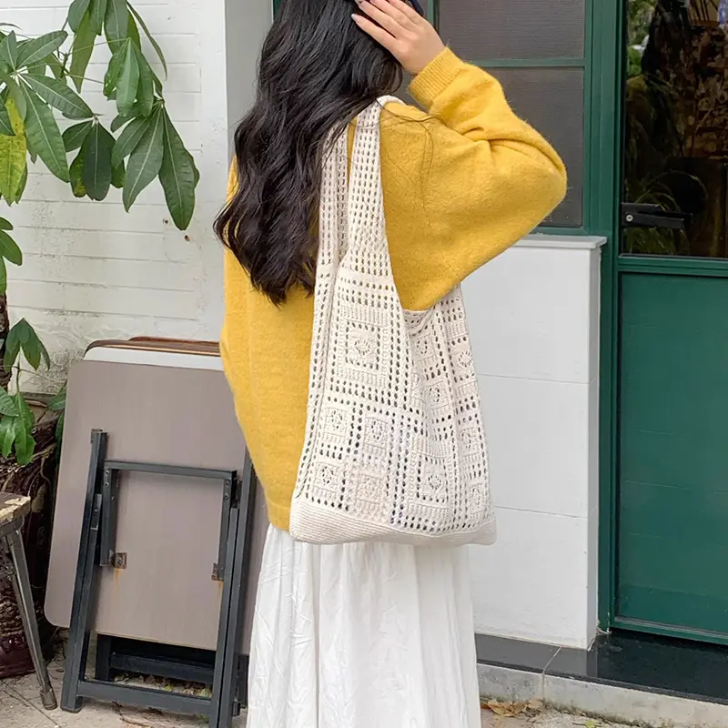 Designer Knitted Handbags Female Large Capacity Totes Women's Pack Summer Beach Bag Big  Casual Hollow Woven Shoulder Bags
