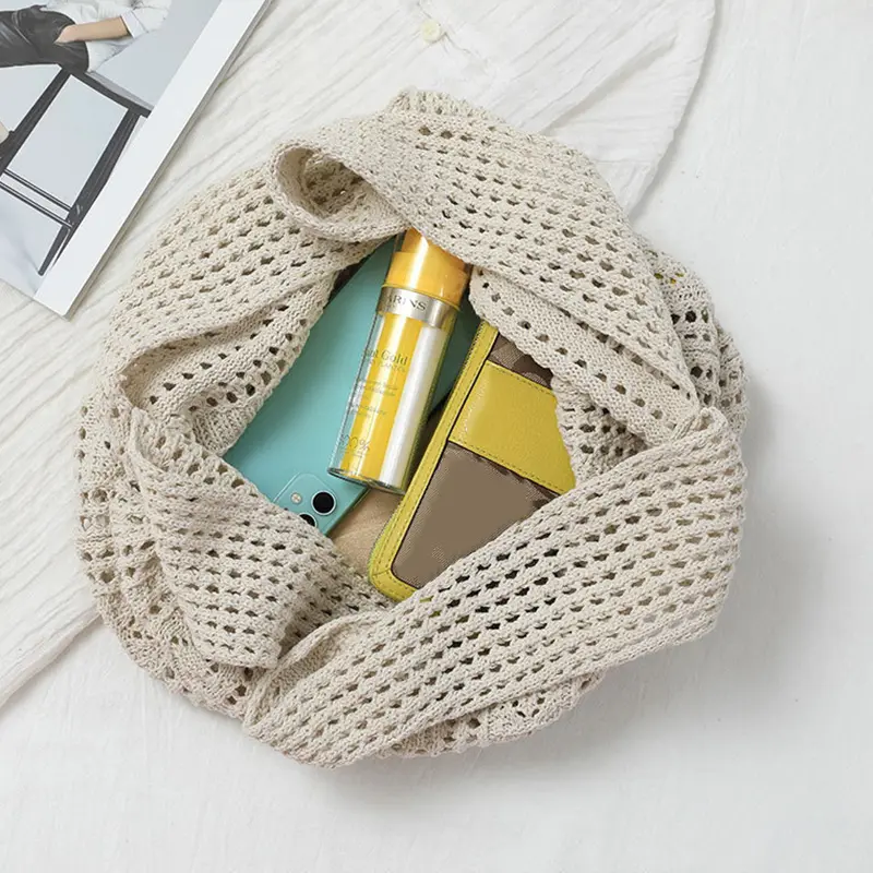 New Beach Bag Versatile Fashion Trendy Crochet Bag Large Capacity Knitted Shoulder Bag Travel Bag for Women Hollow Out Tote