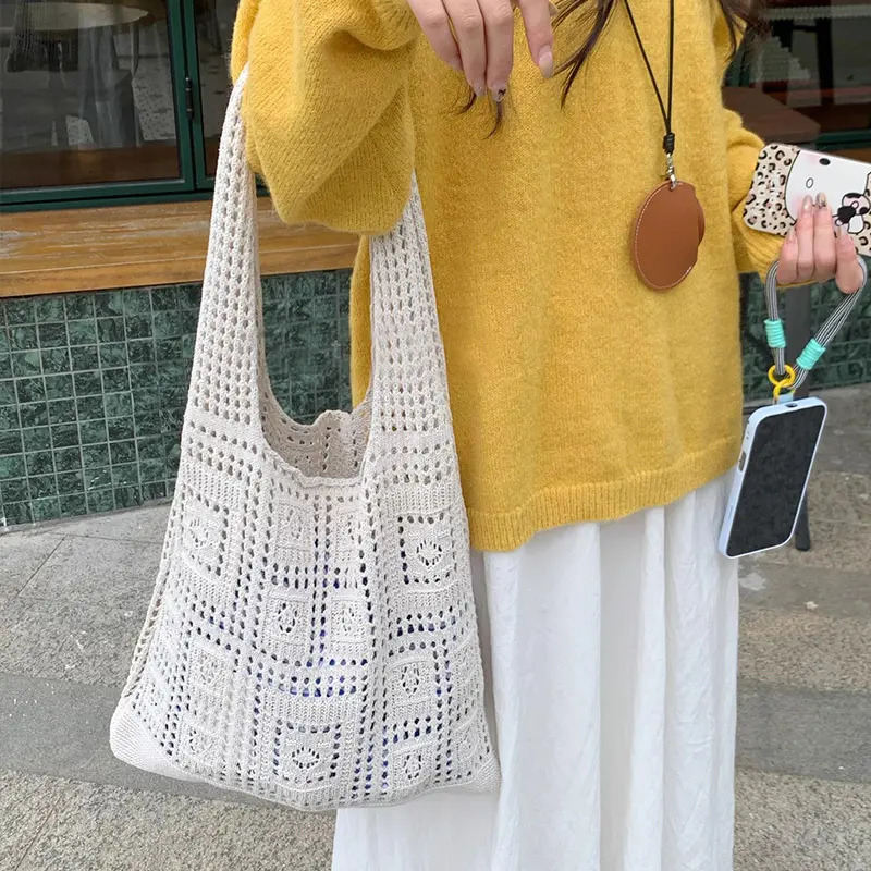 Designer Knitted Handbags Female Large Capacity Totes Women's Pack Summer Beach Bag Big  Casual Hollow Woven Shoulder Bags