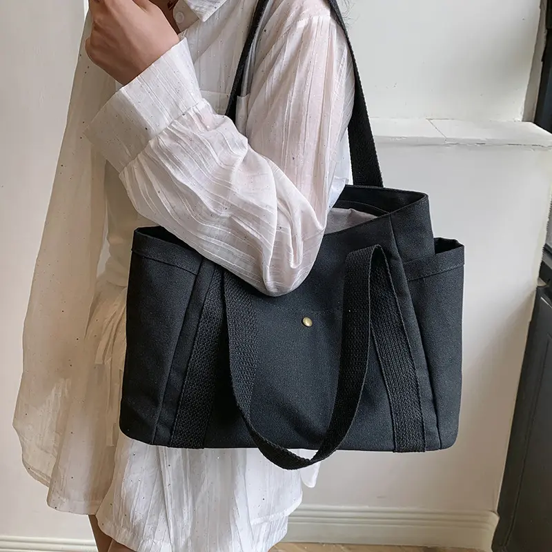 Student Classroom Canvas Handbag New Shoulder Tote Bag Large Capacity Commuter Shopping Bag For Women