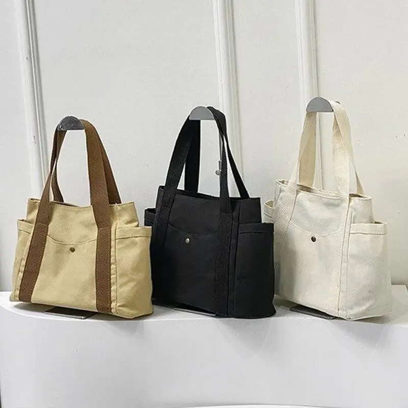 Student Classroom Canvas Handbag New Shoulder Tote Bag Large Capacity Commuter Shopping Bag For Women