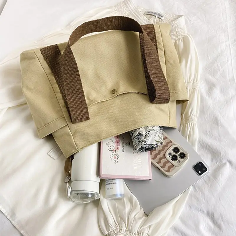 Student Classroom Canvas Handbag New Shoulder Tote Bag Large Capacity Commuter Shopping Bag For Women