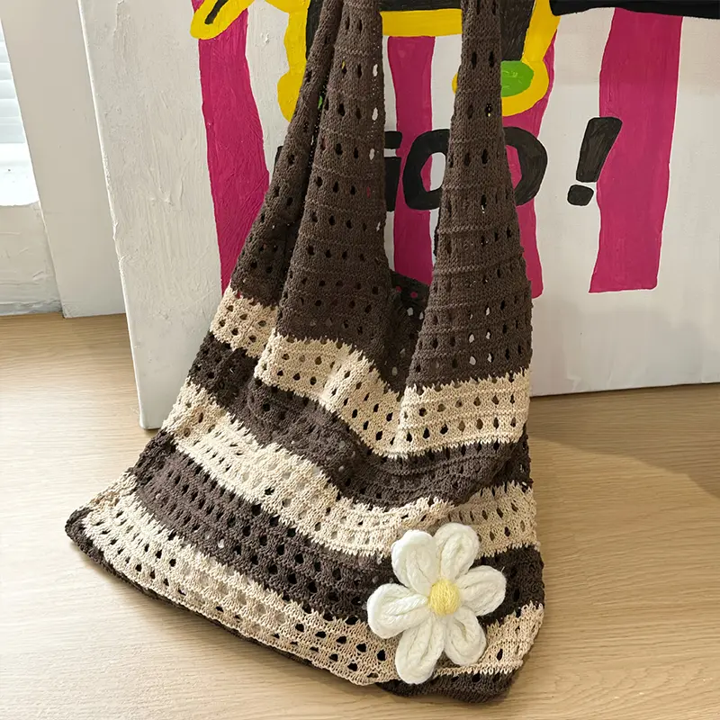 Versatile Shoulder Bag Large Capacity Knitted Bag for Women Girl Tote Bag Purse Fashion Casual  Crochet Handbags