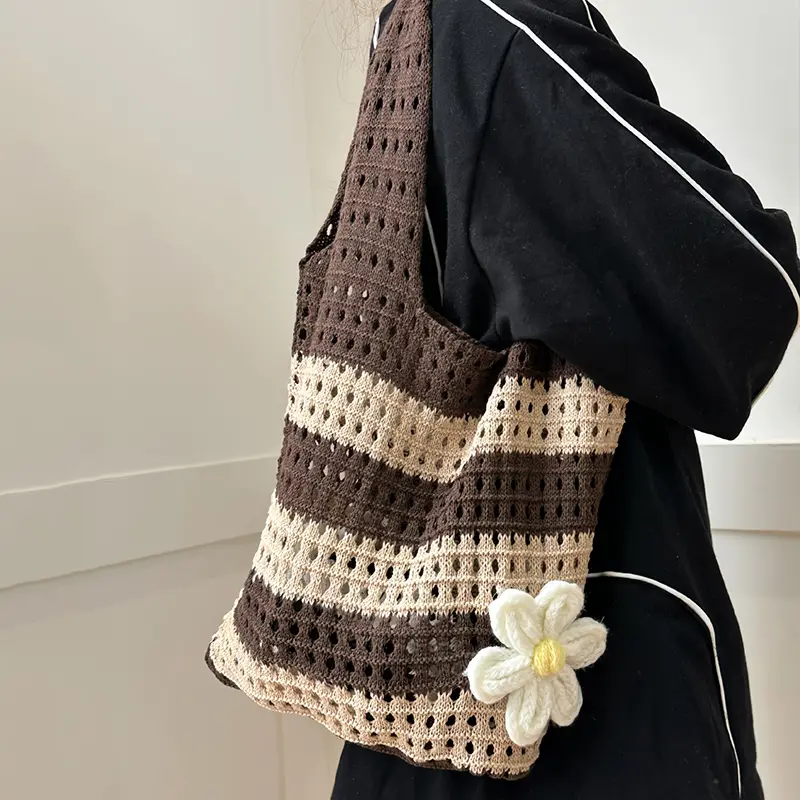 Versatile Shoulder Bag Large Capacity Knitted Bag for Women Girl Tote Bag Purse Fashion Casual  Crochet Handbags