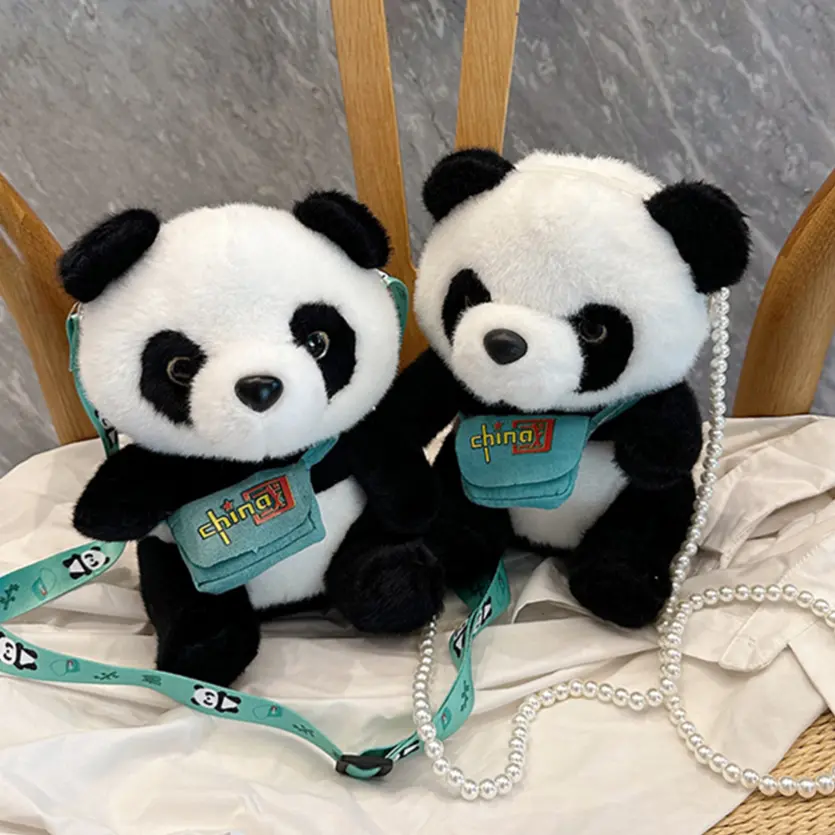 Japanese Cute Cartoon Panda Satchel Soft Plush Women's Crossbody Bags Winter Kawaii Doll Small Mobile Phone Pouch for Teen Girls