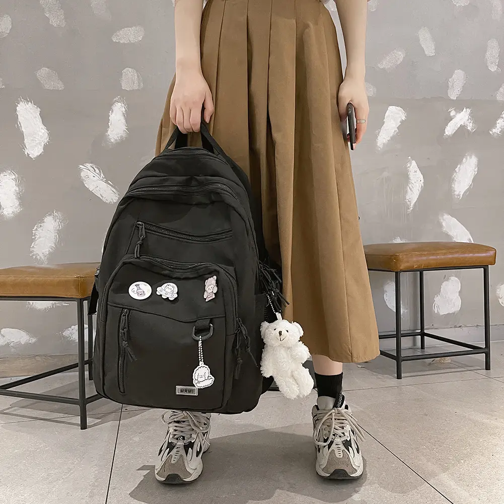 Simple College Backpacks Multi-pocket Casual School Book Bag Large Capacity Aesthetic Backpack Adjustable Strap for High School