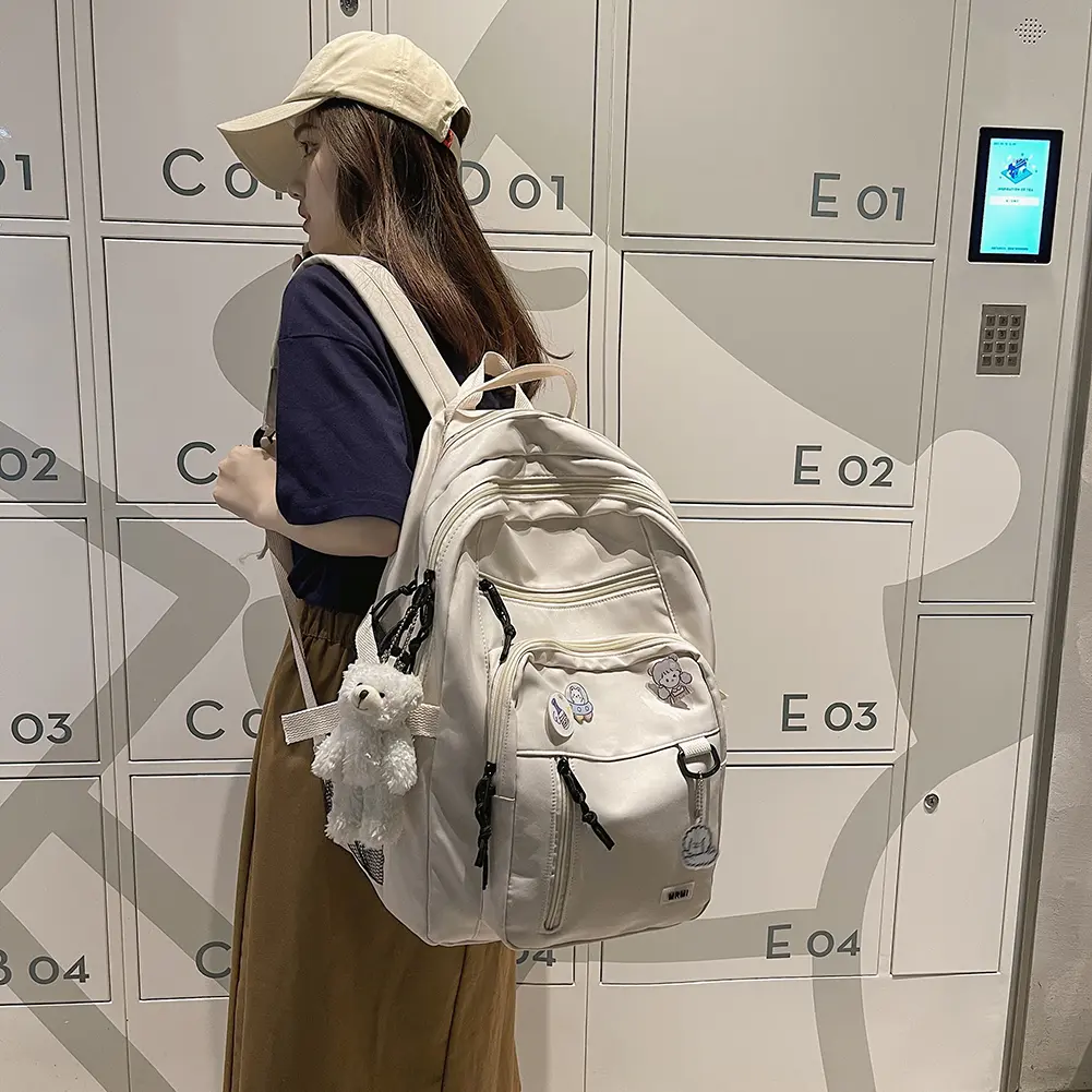 Simple College Backpacks Multi-pocket Casual School Book Bag Large Capacity Aesthetic Backpack Adjustable Strap for High School