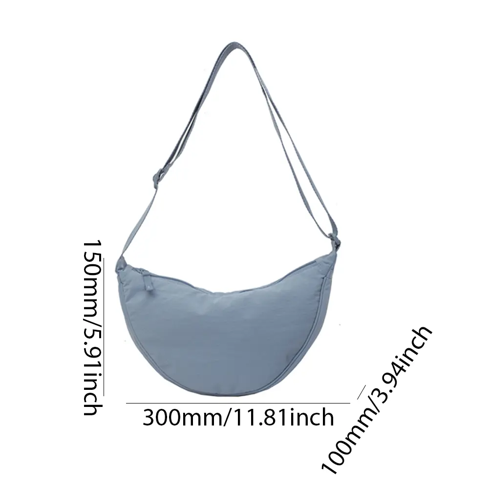 Cloud Dumpling Bag Nylon Padded Women's Half Moon Crossbody Bags Adjustable Strap Casual Shoulder Bags Solid Simple Crescent Bag