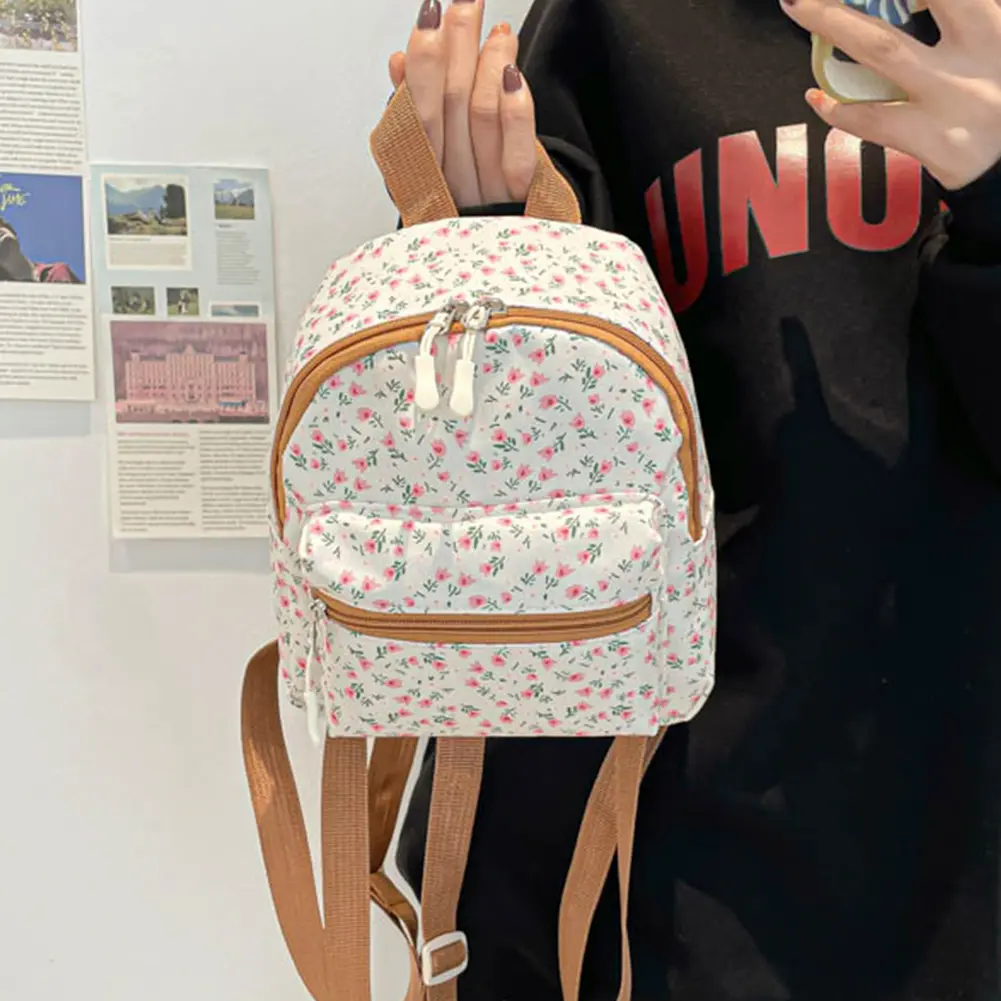 Floral Print Small Rucksack Purse Mini Cute School Bookbag Girls Backpack Casual Daypacks Women Knapsack Travel Shoulder Bag