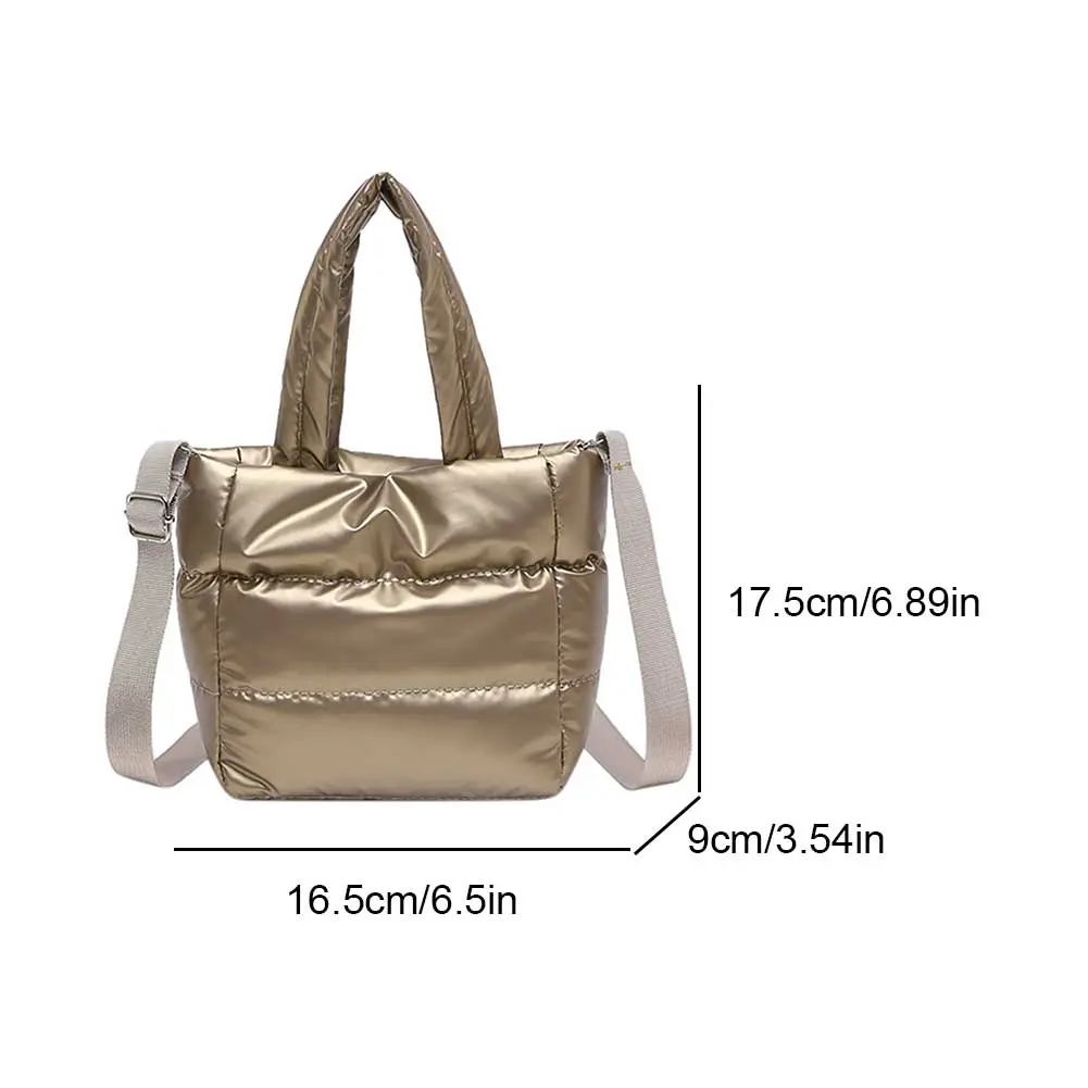 Woman Puffy Lightweight Handbag Large Capacity Soft Pad Cotton Tote Adjustable Strap Quilted Shoulder Bag Shopping Bag