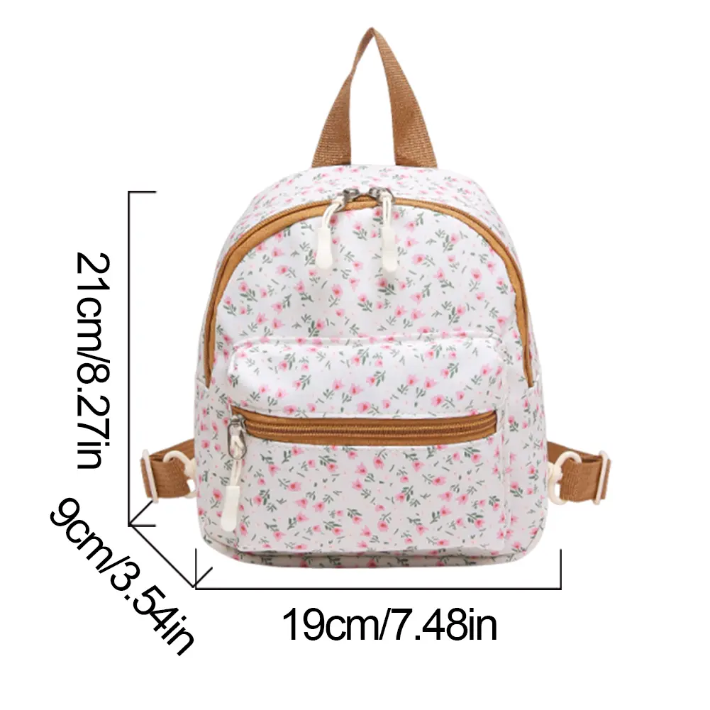 Floral Print Small Rucksack Purse Mini Cute School Bookbag Girls Backpack Casual Daypacks Women Knapsack Travel Shoulder Bag