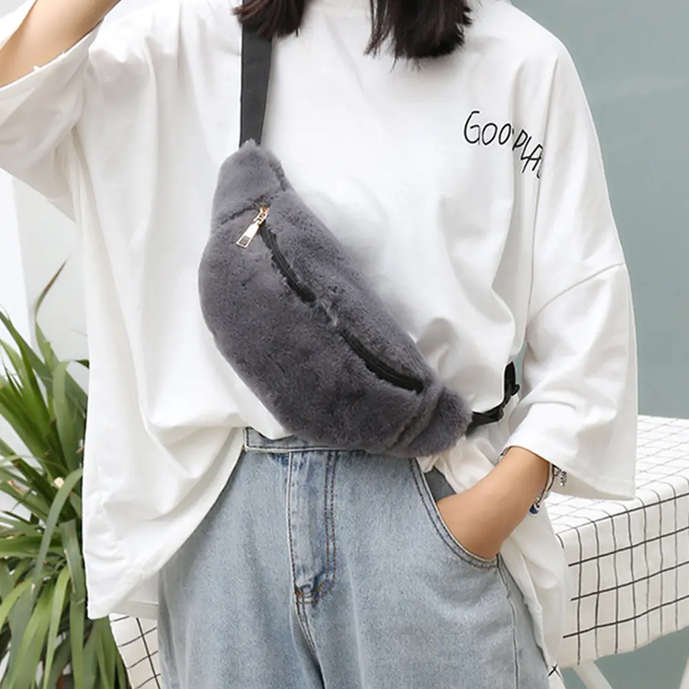 Fashion Plush Banana Bags Autumn&Winter Women's Chest Bag Leopard Pattern Simple Designer Fanny Pack Ladies Waist Crossbody Bags