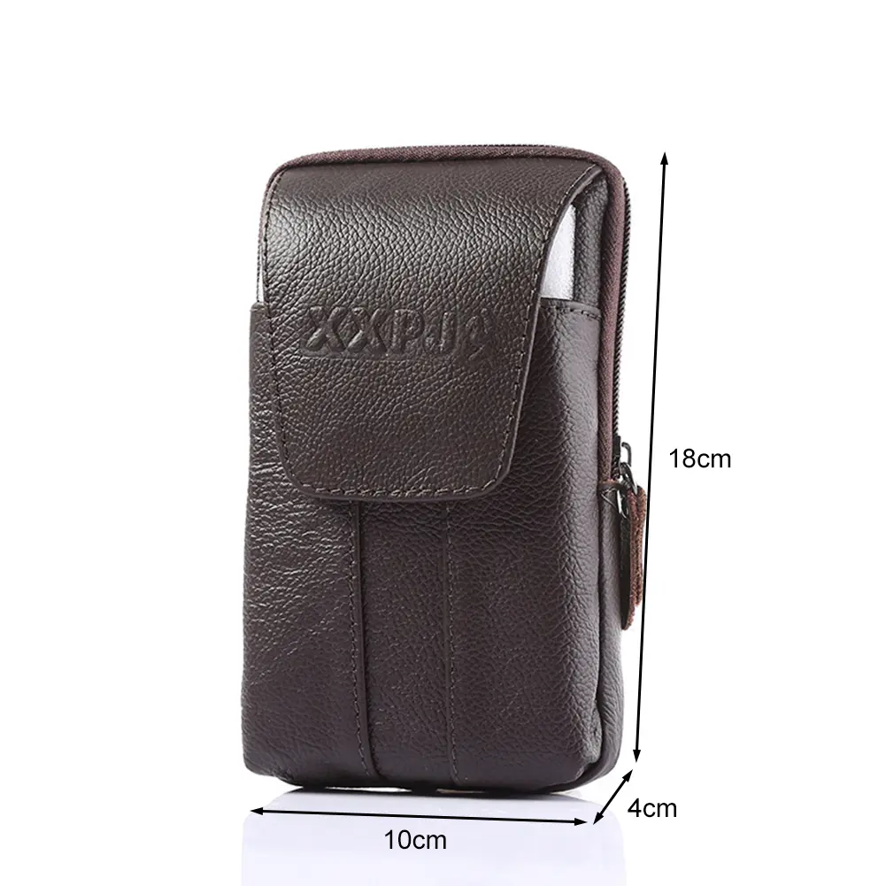 Men's Waist Bag Genuine Leather Solid Color Travel Business Casual Fanny Packs Outdoor Sports Pouch Mobile Phone Purse Pockets