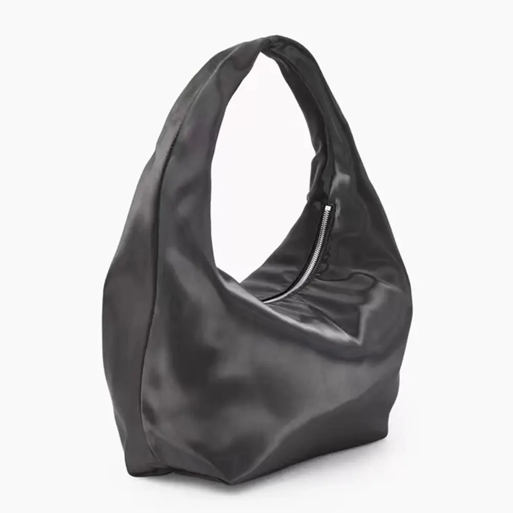 Women Underarm Bag Fashion Shoulder Bag Large Capacity Simple Stain Handbag Zip Closure Trendy Tote Purse Outdoor Travel Bag