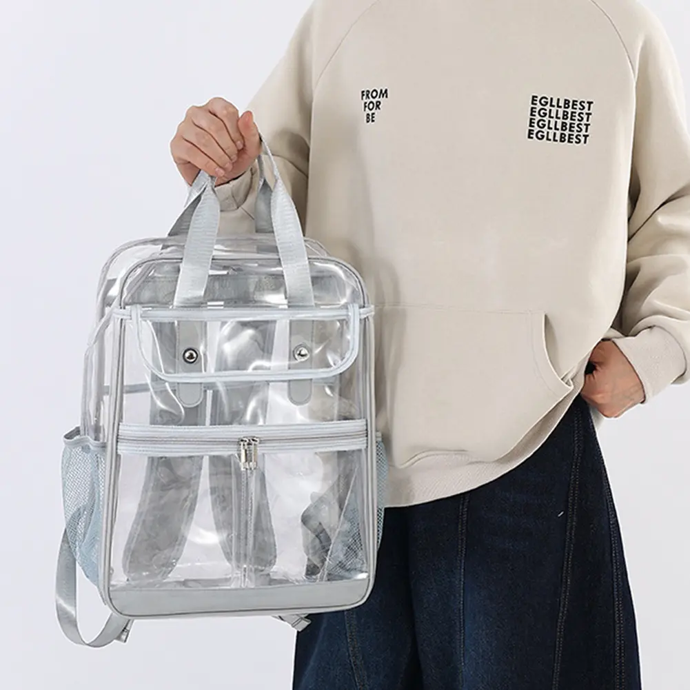 Waterproof PVC Clear Backpack Large Capacity Transparent School Shoulder Bag Fashion Unisex Sports Daypack Summer Beach Bags
