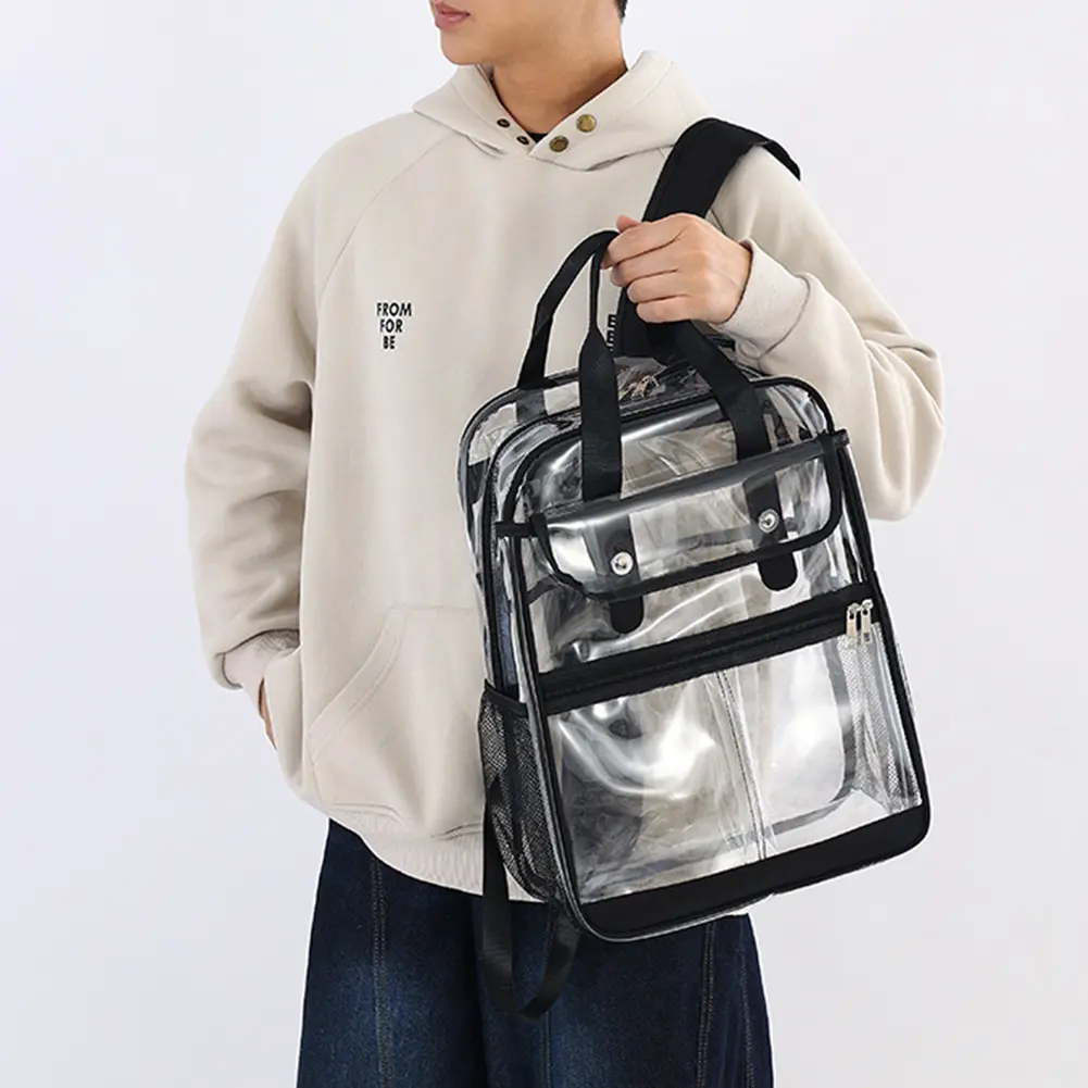 Waterproof PVC Clear Backpack Large Capacity Transparent School Shoulder Bag Fashion Unisex Sports Daypack Summer Beach Bags