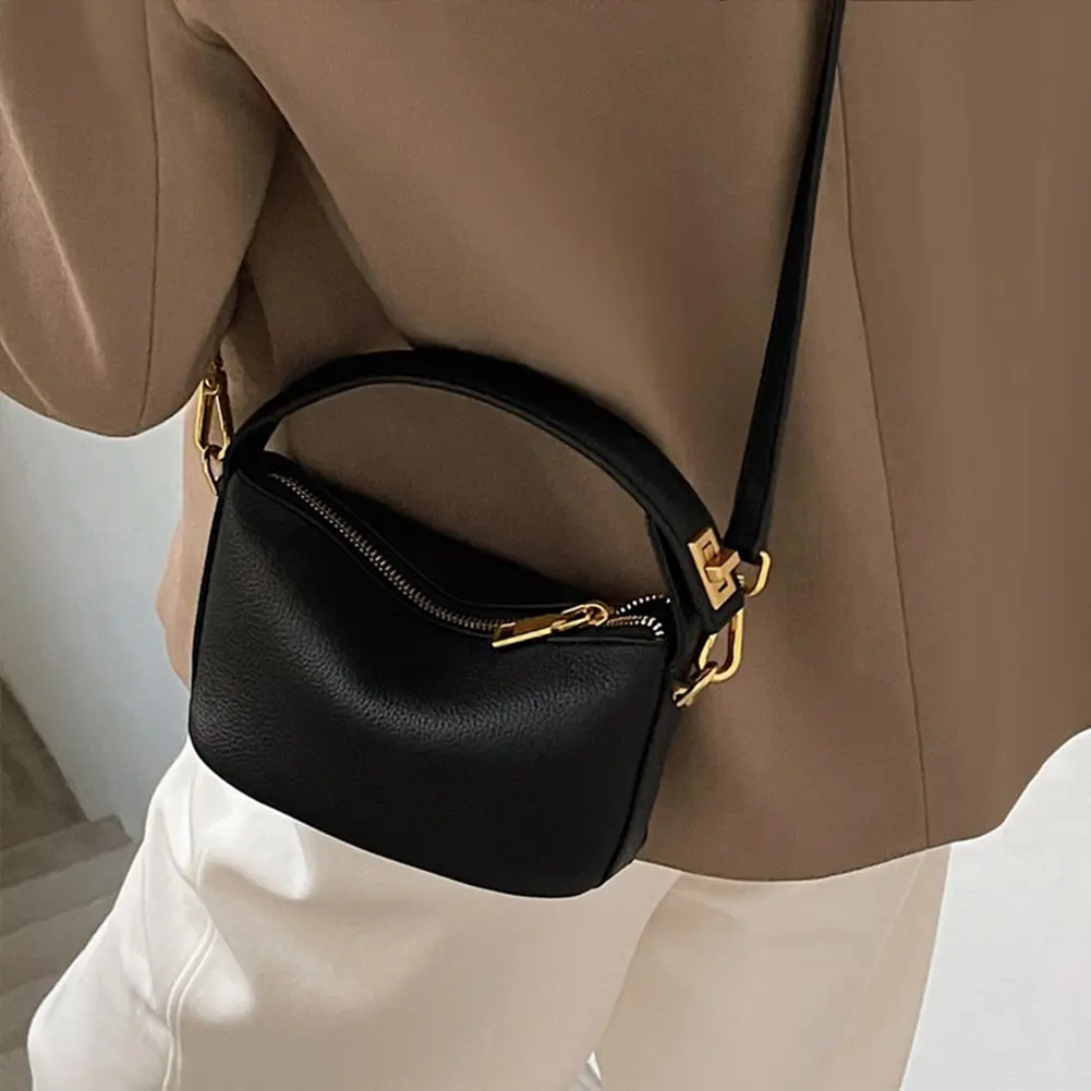 Korean Women Mini Crossbody Bag PU Leather Chic Designer Bag Luxury Brands Top-Handle Handbag Solid All-Match Small Shoulder Bag