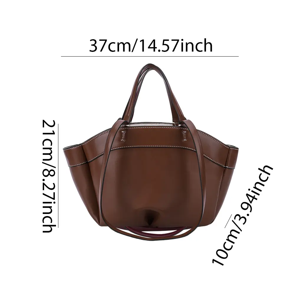 Large Capacity Women Grocery Bag PU Leather Tote Bag Trendy Commuter Bag Casual Shoulder Bag High Quality Handbag Top-Handle Bag