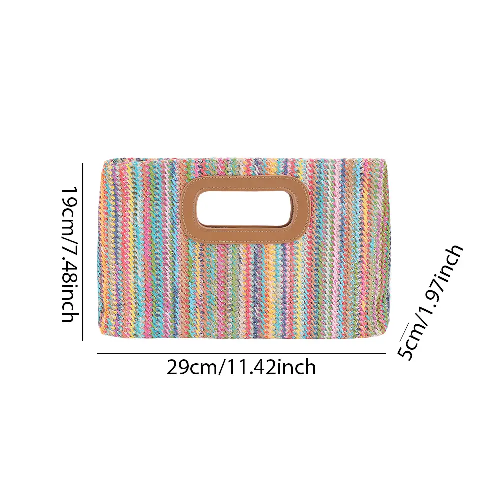 Summer Straw Shoulder Crossbody Bags Woven Evening Handbag Party Top Handle Bag with Removable Chain Women Casual Clutch Purse