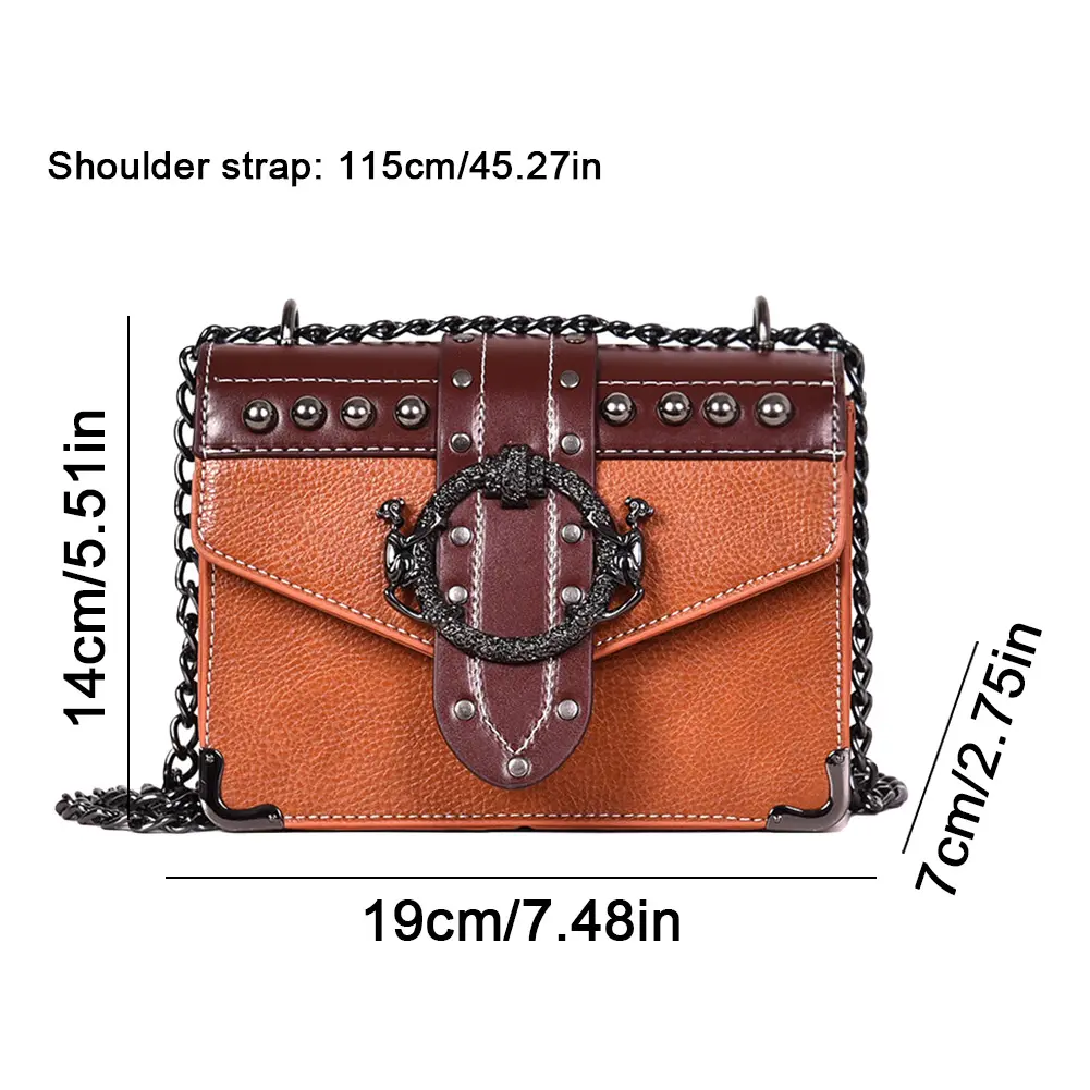 European Fashion Ladies Square Bags 2023 New Quality PU Leather Female Designer Totes Rivet Lock Chain Shoulder Messenger bags