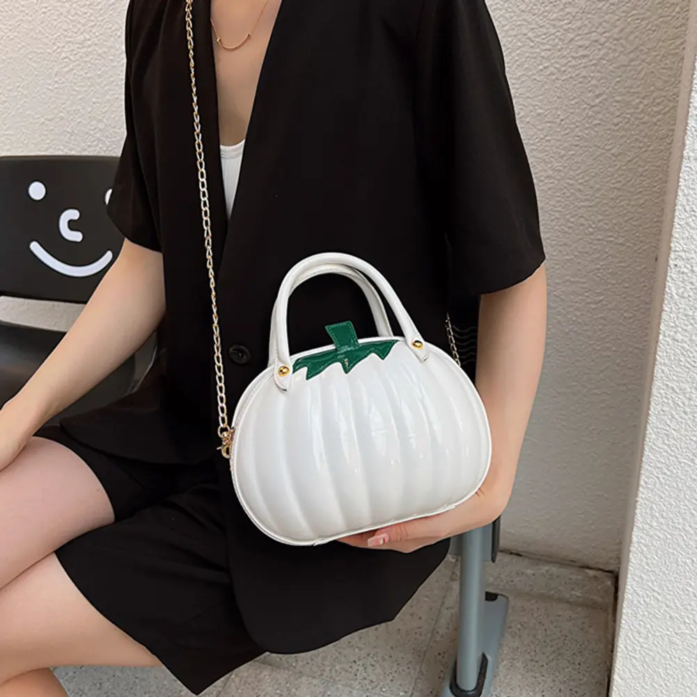 Halloween Waterproof Chain Crossbody Bag 2023 Pumpkin Shaped Candy Purses Fashion Women Sling Satchel PU Leather Top Handle Bags