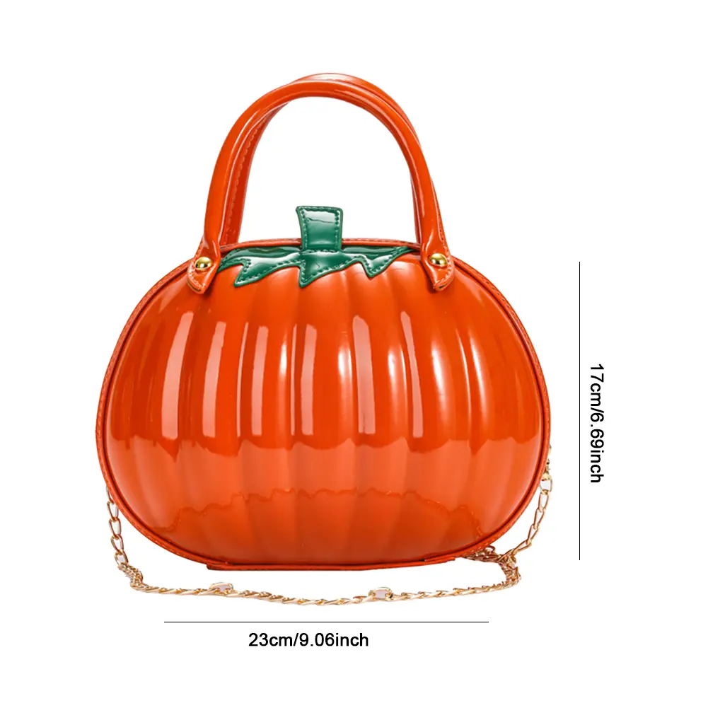 Halloween Waterproof Chain Crossbody Bag 2023 Pumpkin Shaped Candy Purses Fashion Women Sling Satchel PU Leather Top Handle Bags