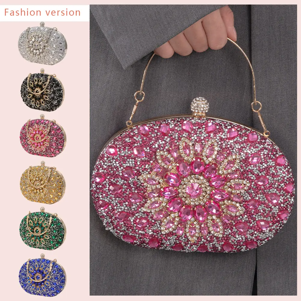 2023 Diamond Women Luxury Clutch Evening Bag Wedding Crystal Ladies Cell Phone Pocket Purse Female Sparkly Wallet for Party Gift