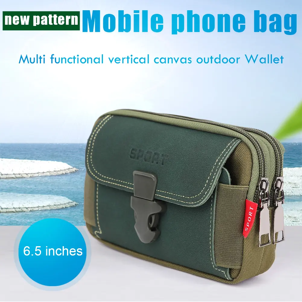 Men's Multi-function Waist Bag Casual Mobile Phone Purse Pocket Outdoor Sports Tactical Pouch Canvas Belt Bags Running Bum Pouch